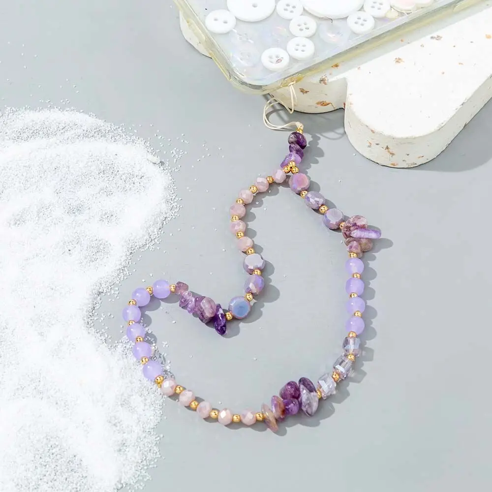 

Cord Mobile Phone Accessories Gravel Pearl Letter Beads Chain Cell Phone Lanyard Mobile Phone Strap Crystal Stone Beads Lanyard