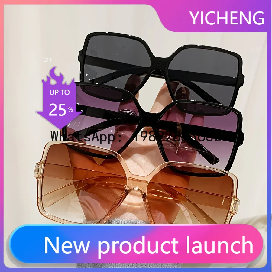 

LYY Oversized Sunglasses Women Plastic Female Big Frame Gradient Sun Glasses UV400 gafas de sol mujer