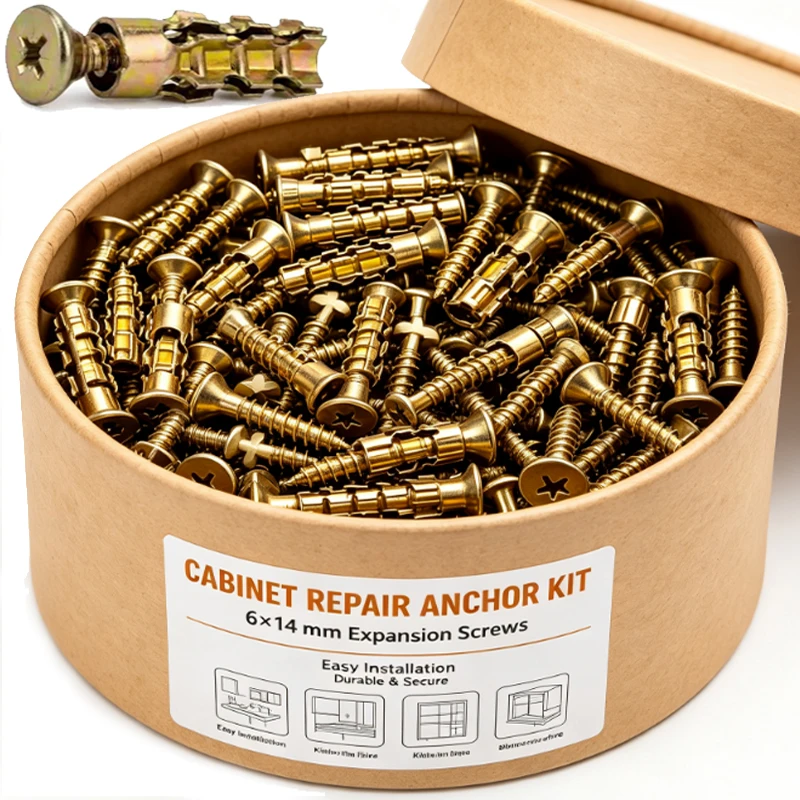 Wholesale Self Tapping Expansion Tube Drilling Plug Bolts 6×14mm Stone Screws Set for Concrete Drywall Anchor Fasteners Tools