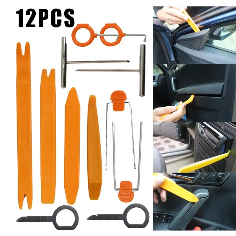 

12 шт., наборы инструментов для снятия обшивки панели дверных зажимов, наборы инструментов для ремонта салона автомобиля, инструмент для ремонта качелей, радионавигация, разборка