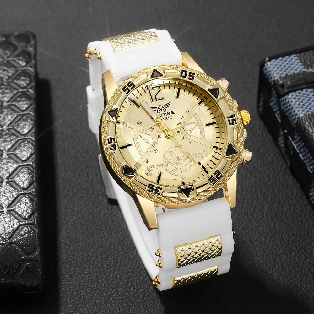 Набор силиконовых мужских часов с дизайном головы льва, удобные аксессуары для наручных часов для активных мужчин