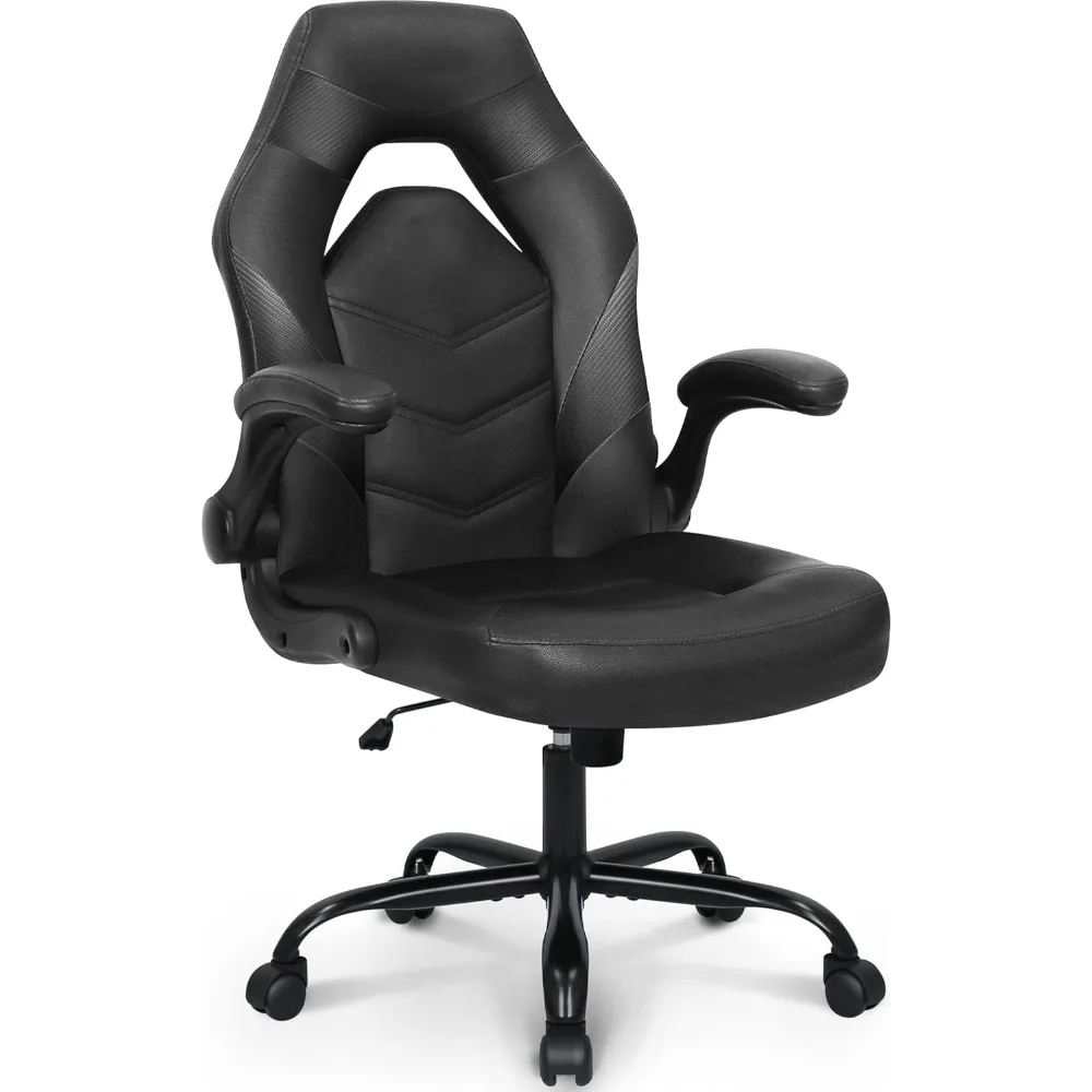 

Video Gaming Computer Chair Ergonomic with Lumbar Support Flip Up Adjustable Height Swivel PU Leather with Wheels,Office Chair