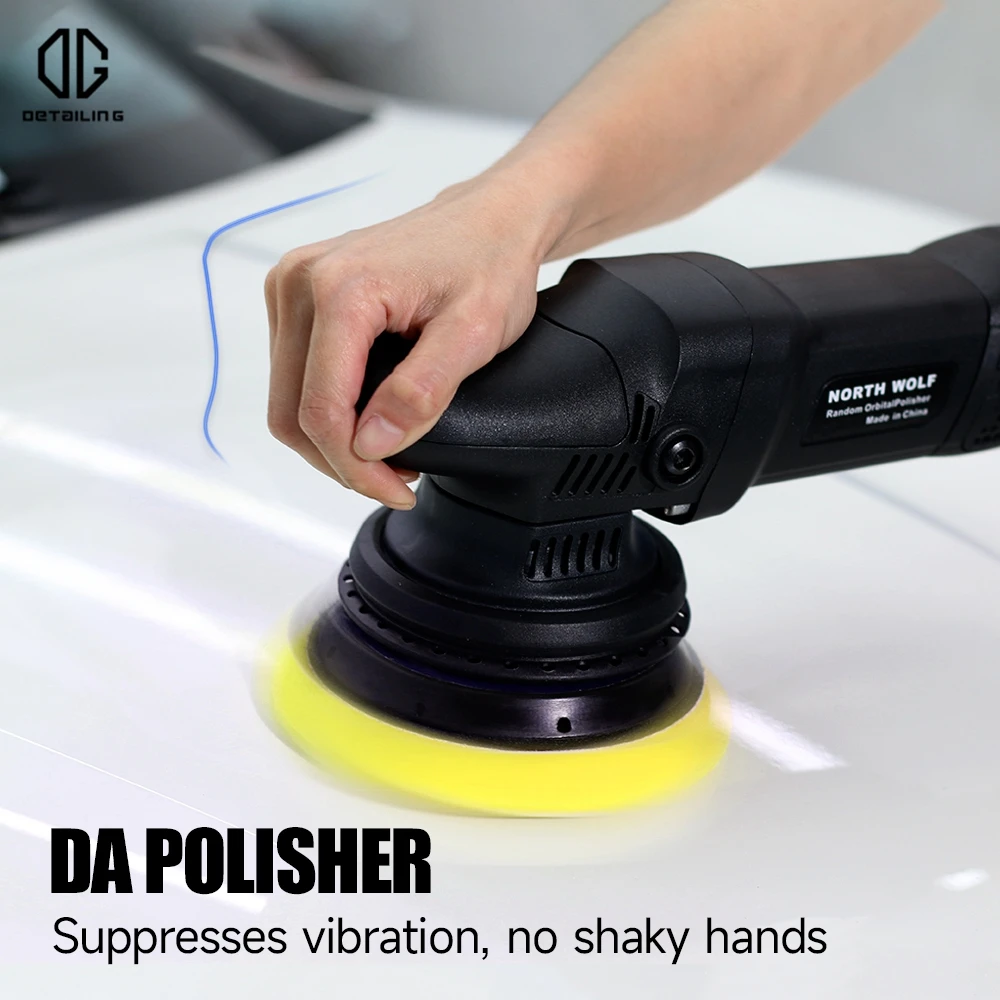 DETAILING 6 Gears Adjustable Electric Car Polisher15MM 21MM Dual Action Polisher 5/6 Inch Foam Buffing Pads Kit For Auto Waxing