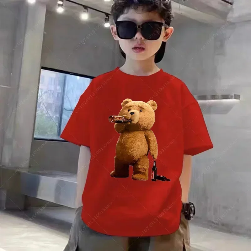 Bear Print Children\'s T-shirt New Summer Short Sleeve Kids Tshirt Cartoon Harajuku Tshirt Girl Boy T Shirt Tops Teenager Tees