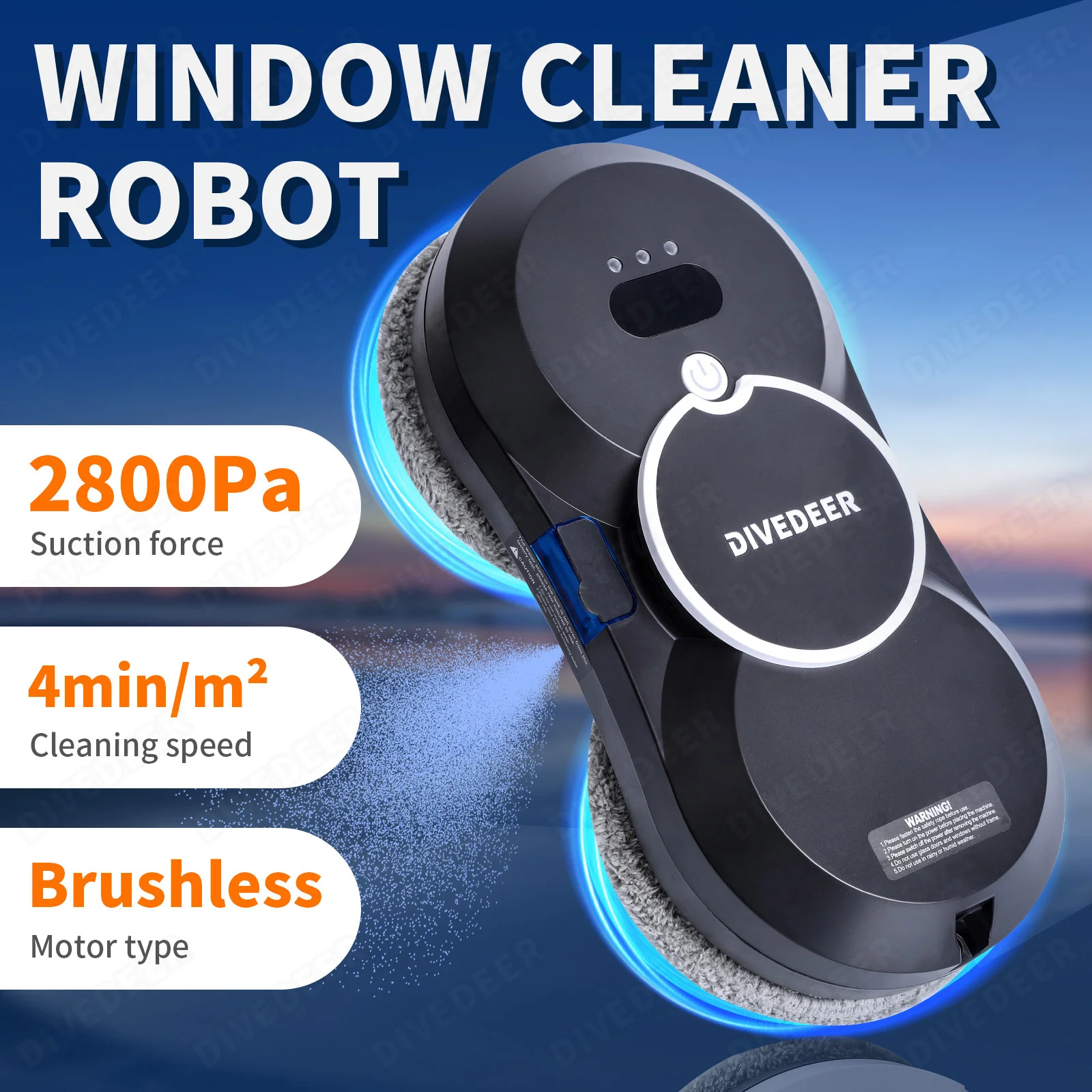 DIVEDEER Window Cleaning Robot Automatic Water Spraying Intelligent Household Electric High-rise Cleaning Outside Window Glass