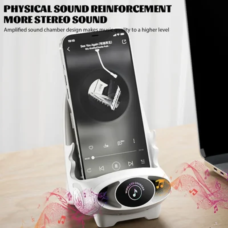 Magnetic Mini Chair Wireless Fast Charger Phone Stand Holder Upgraded Wireless Charging Station Phone with Speaker Function