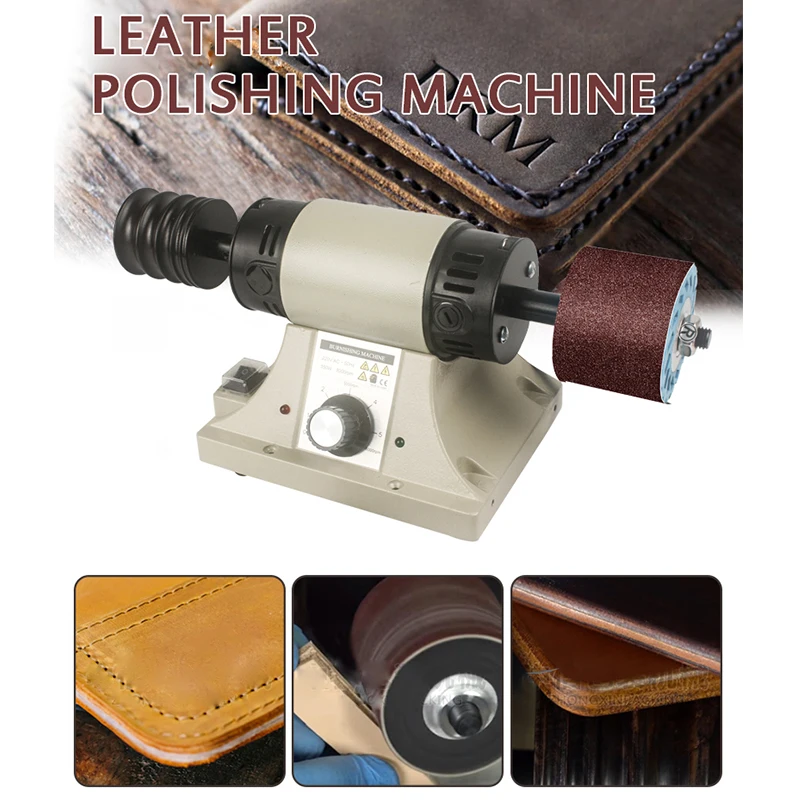 220V Leather Burnishing Machine Mini Desktop Leather Edge Grinding Machine Sanding Tools Polishing Tool side Polisher With Belt