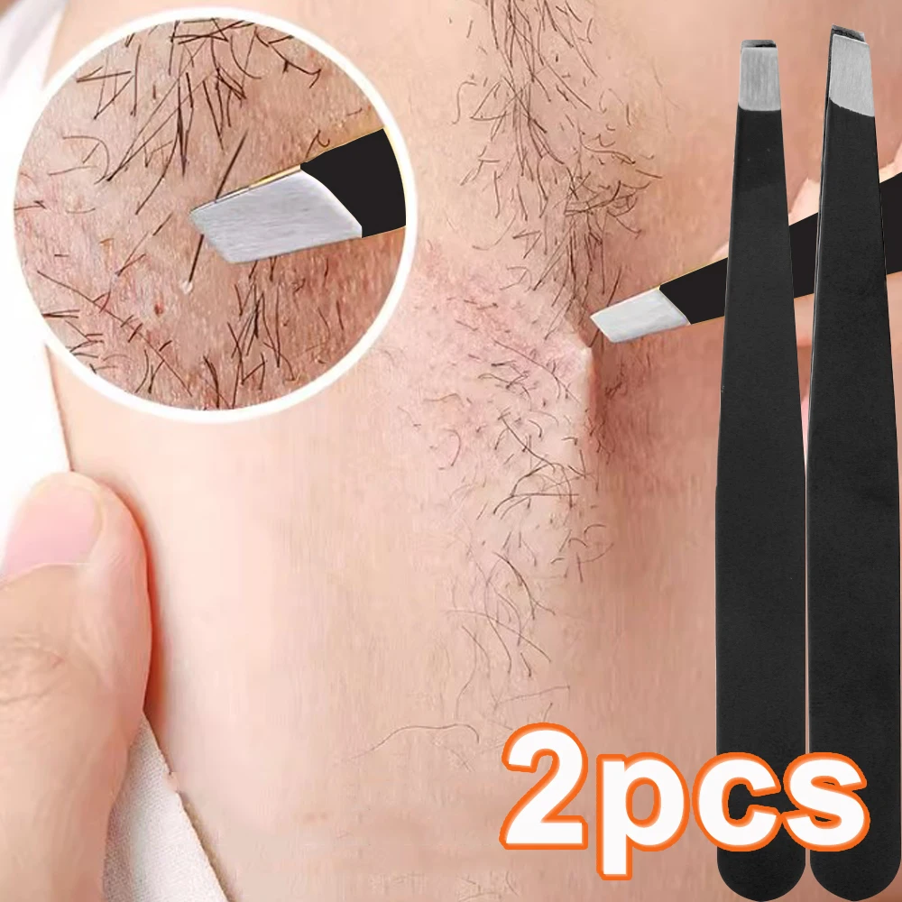 Professional Hair Removal Tweezers Stainless Steel Eye Brow Tweezers Slant Flat Point Face Harmless Eyebrow Clip Makeup Tools