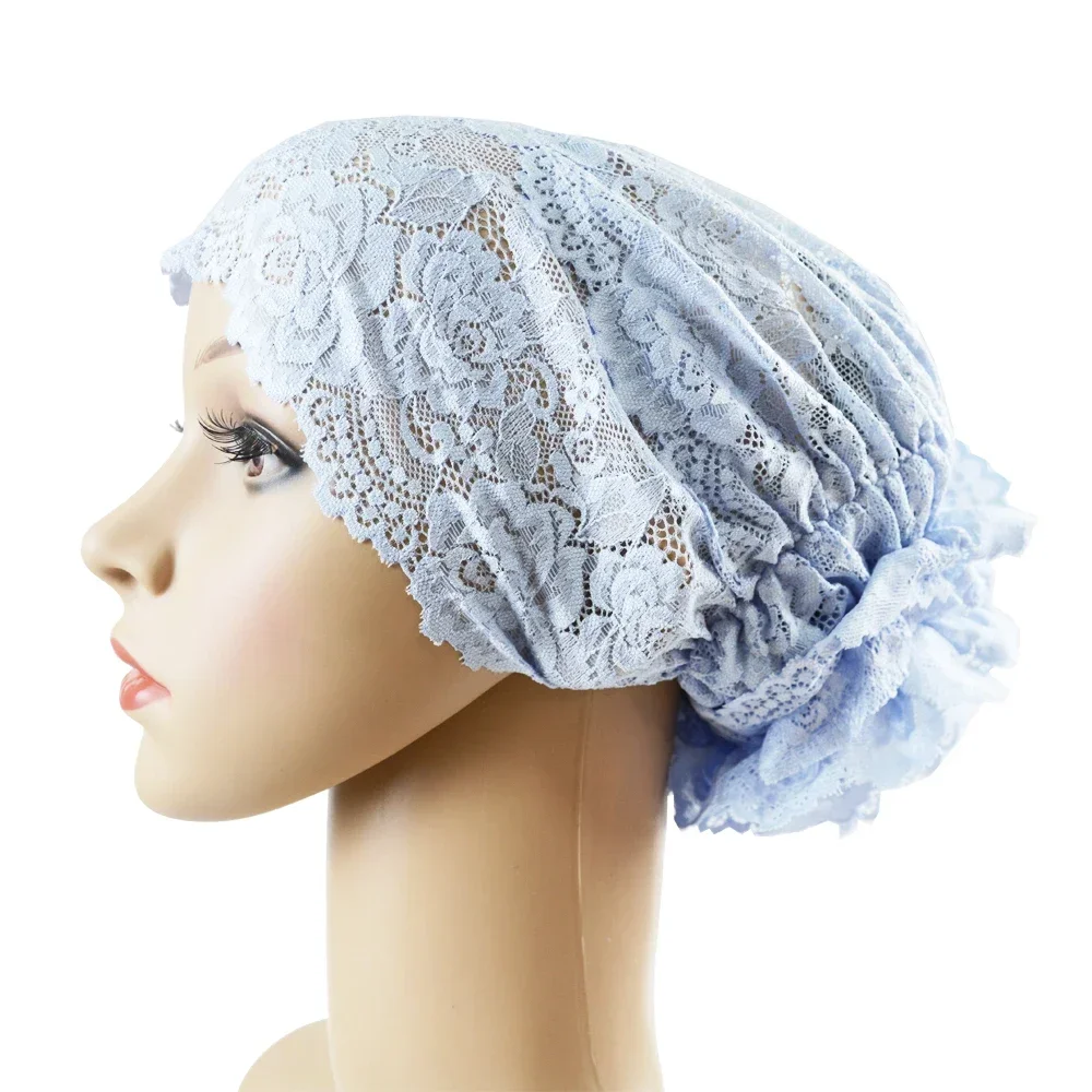 Gorro interior musulmán para mujer, Hijab, bufanda, gorro de encaje, turbante, pañuelo interior, pañuelo islámico de flor Ninja, gorro envolvente,