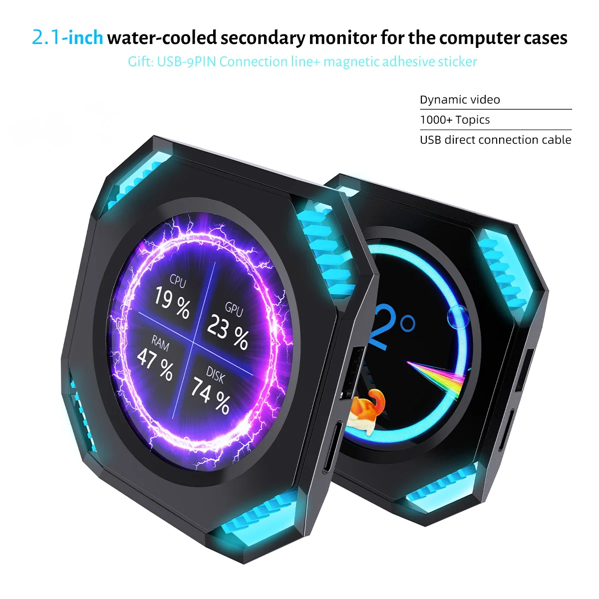 2.1-inch chassis secondary screen connected via a single USB cable without the need for an HDMI cable. The secondary screen of t