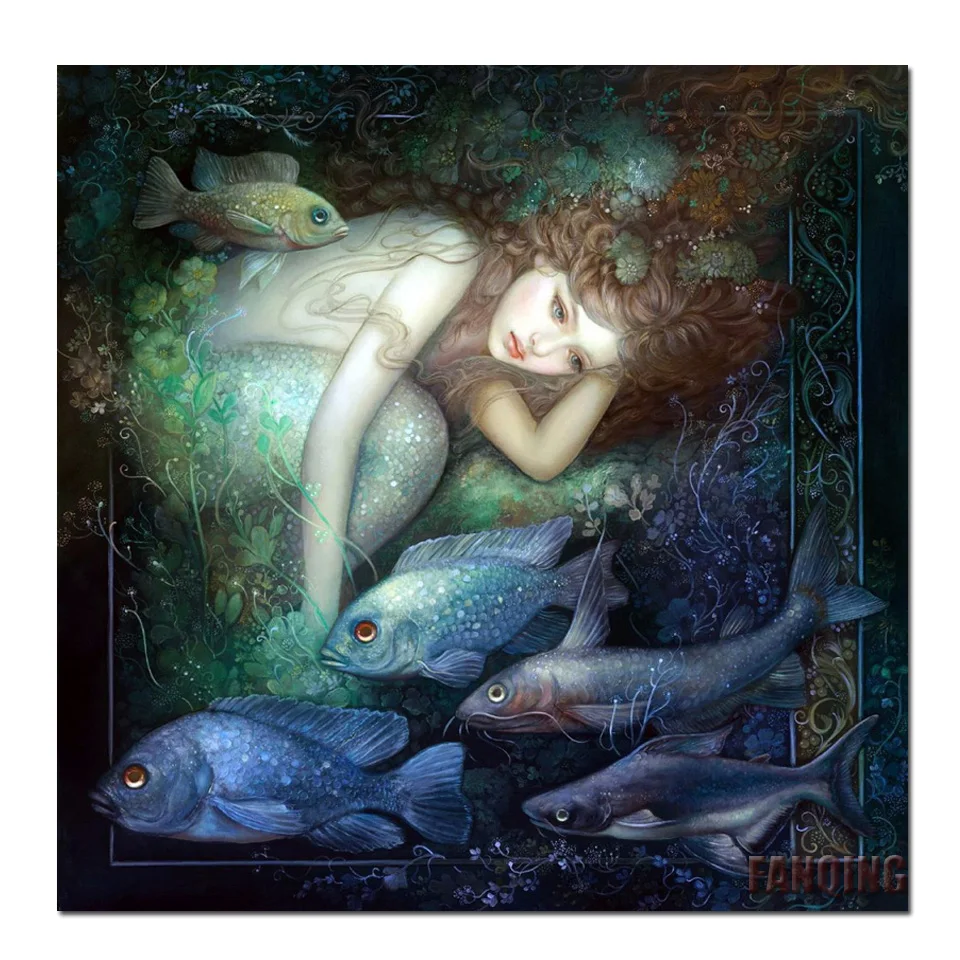 Diy 5d Fantasy Mermaid Diamond Painting Fish Cross Stitch Kit Full Square Round Rhinestone Embroidery Handmade Gift Home Decor