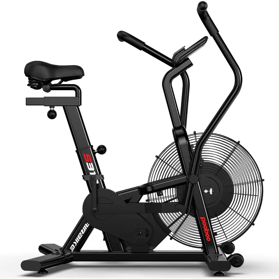 

Велотренажер AirBike для дома и спортзала с воздушным сопротивлением, Bluetooth, вентилятором и двойными рулями, двухслойная трансмиссия