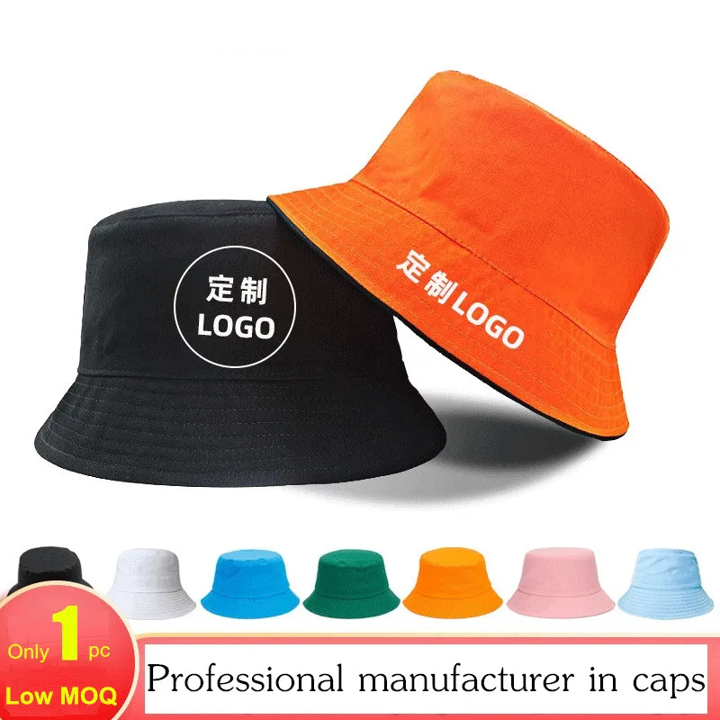 

Custom logo fishinig bucket hat for women Outdoor men casual cotton fisherman hat Floppy Reversible caps Sun hats with logo