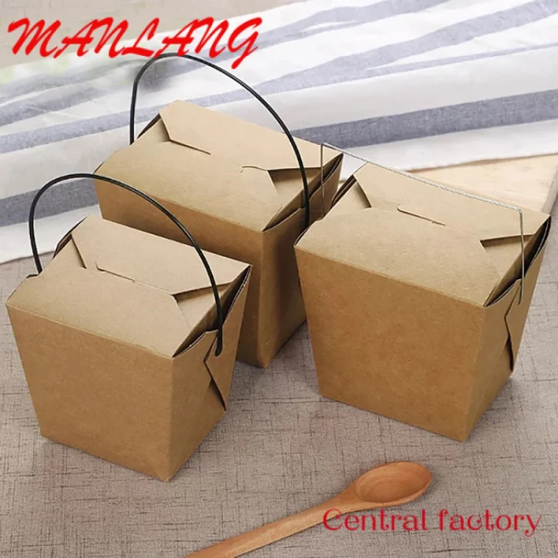 Custom  16oz 26oz 32oz Disposable Custom Printing Foldable Food Grade Noodle Paper Box For Take Away Food Packaging