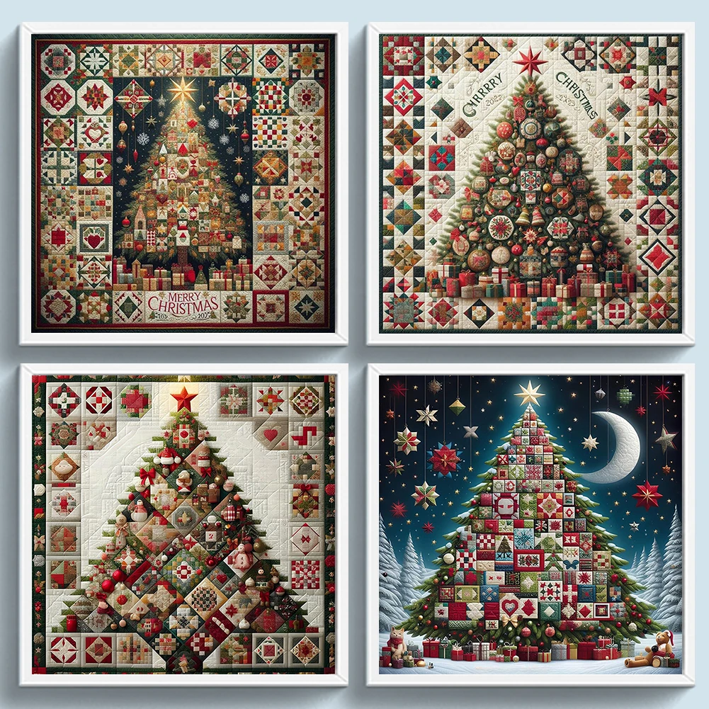 

Full Embroidery Eco-cotton Thread 14CT Printed Xmas Tree Cross Stitch Kit Art