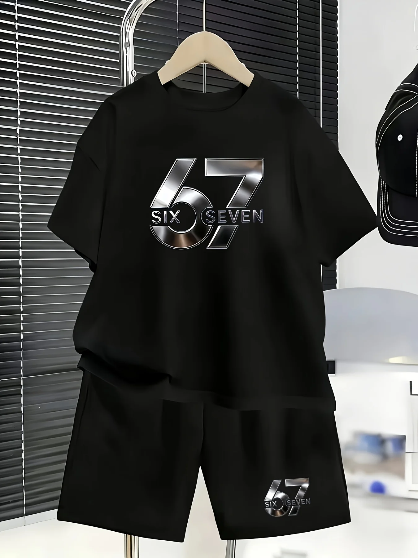 Aliexpress Boys' Casual Sports T-shirt and Shorts Set with Silver Number 67 Print Perfect for Youth Outdoor Activities - Aliexpress Deal