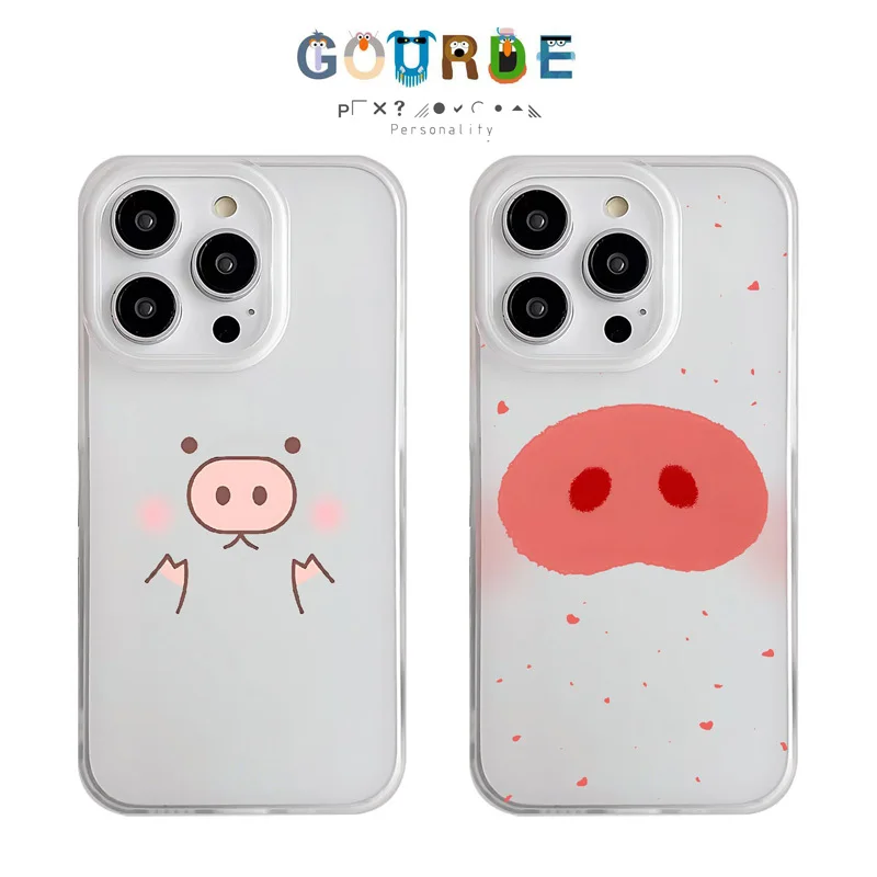 

Gourde Cute Casing Flower Line Pig Clear Frosted Case for Iphone 16 15 14 12 13 11 Pro Max IP 7 8 Plus Iphon X XS XR Xs Max