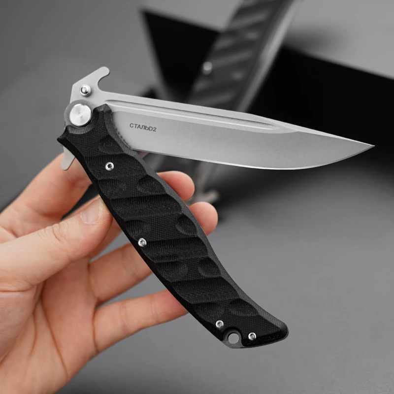 1pc，Outdoor Camping Folding Knife, G10 handle multi-purpose self-defense knife, 7CR17 steel, hiking knife, hunting knife