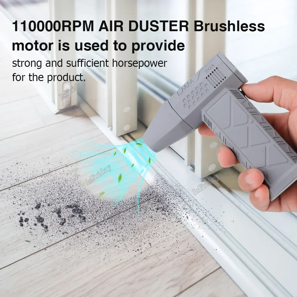 130000RPM Electric Air Duster with 3 Gear Adjustable Jet Blower Portable Compressed Air Duster Rechargeable with Power Display