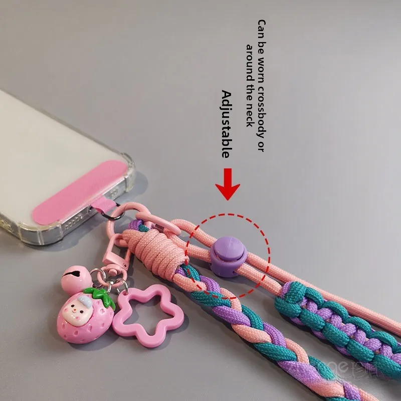 Regulowany pasek na szyję do noszenia na skos, uniwersalna smycz do telefonu, pleciony pasek do użytku na zewnątrz, podróży i wędrówek.