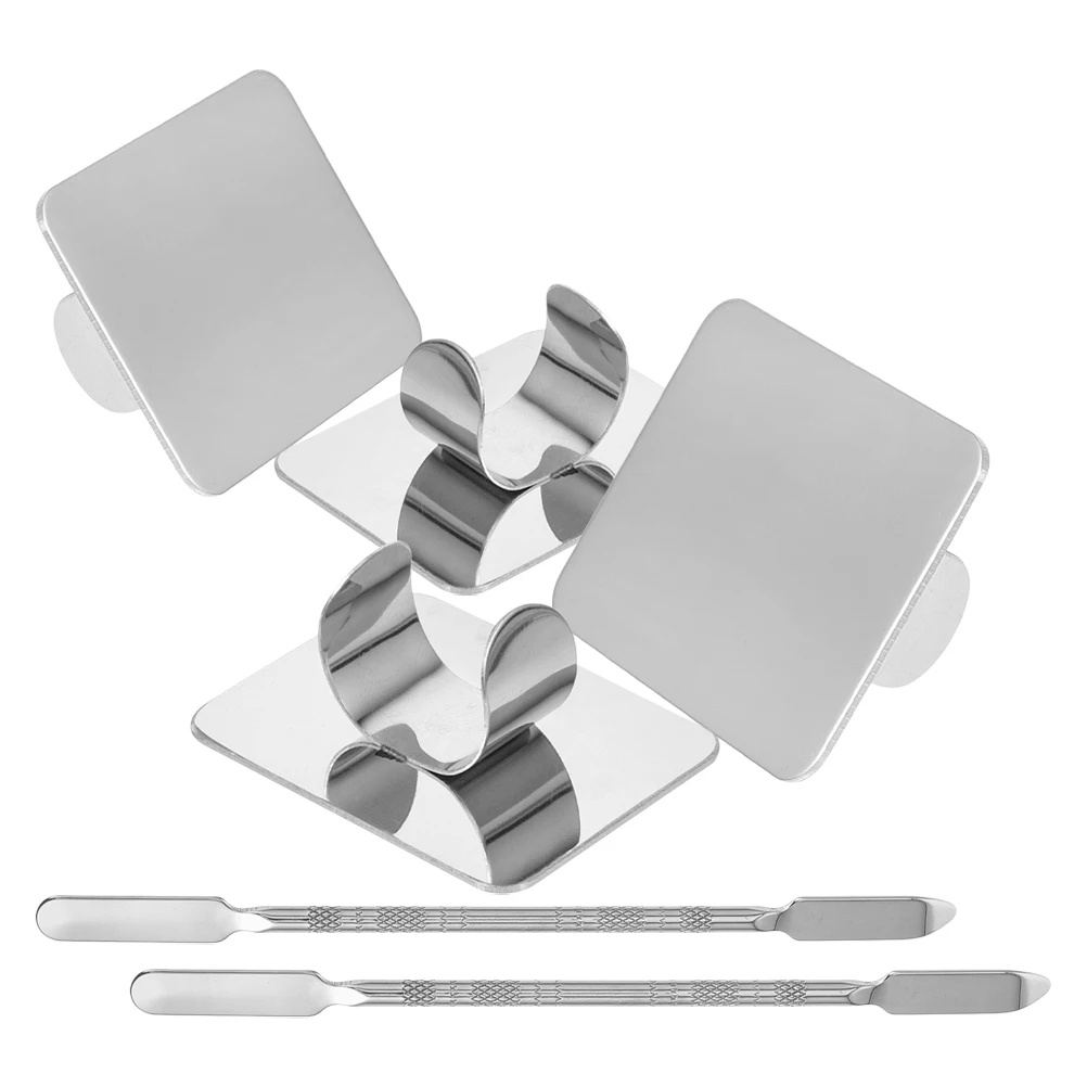 1 set roestvrijstalen nagelmengplaat make-up mengbak foundation pigmentpalet manicure blending tool kit kleine spatel