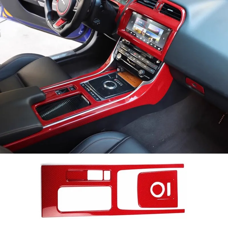 Carbon Fiber Printed Car Interior Styling Center Console Gear Panel Sticker Cover for Jaguar F-PACE 2016 2017 2018 2019 2020