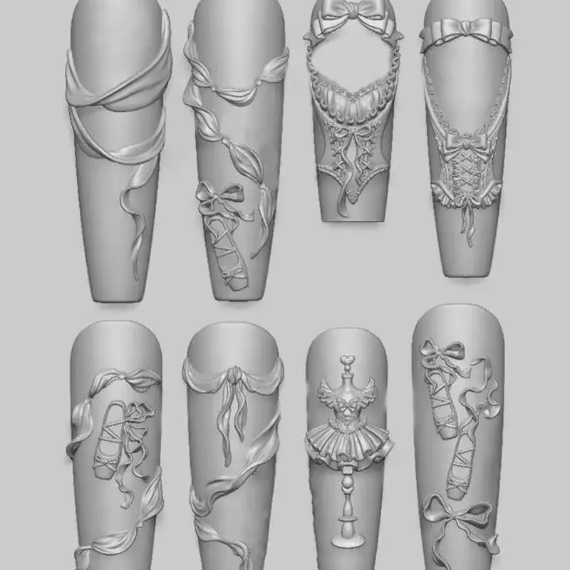 Ribbon Bow Ballet Shoes 3D Silicone Nail Art Mold DIY Nail Art Decoration Transparent Carving Template Manicures Design Tool