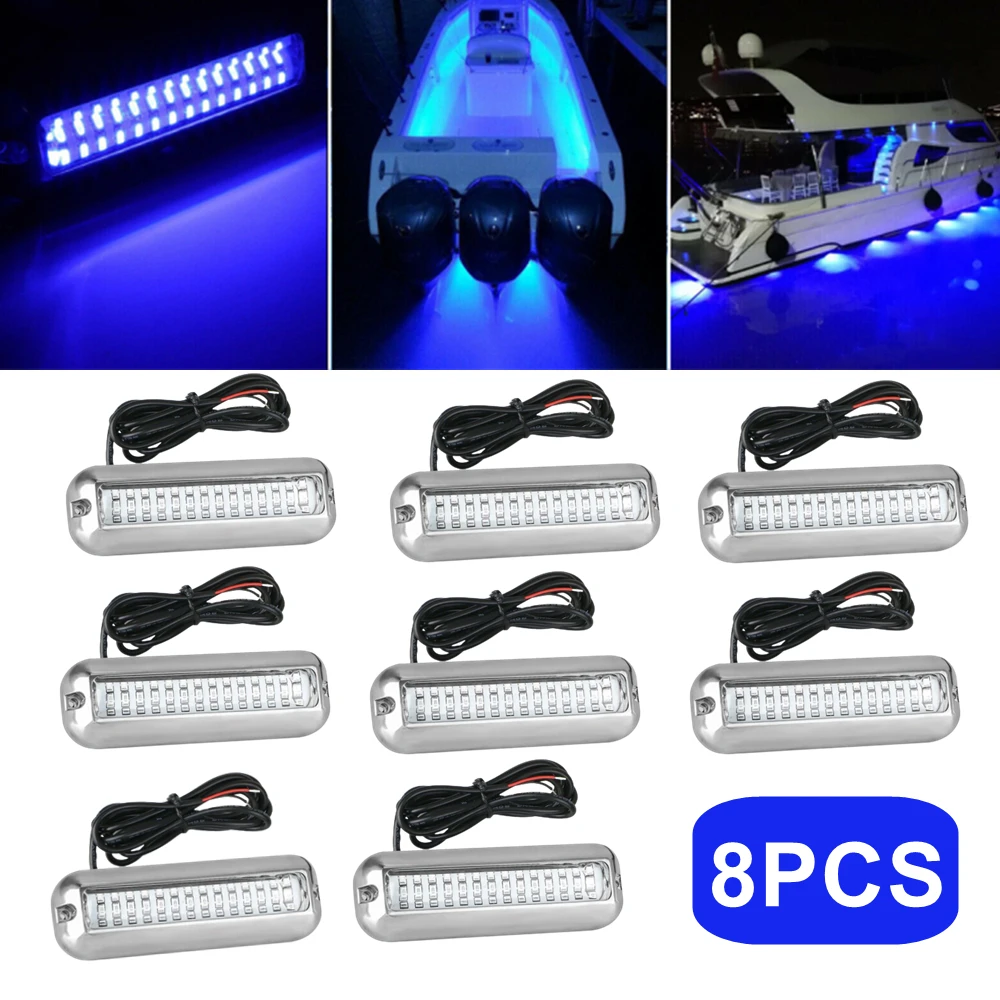 

8PCS Speedboat Boat Lights Underwater Light 42 LED Navigation Lighting Boat Marine Transom Light RVS Yacht Accessories