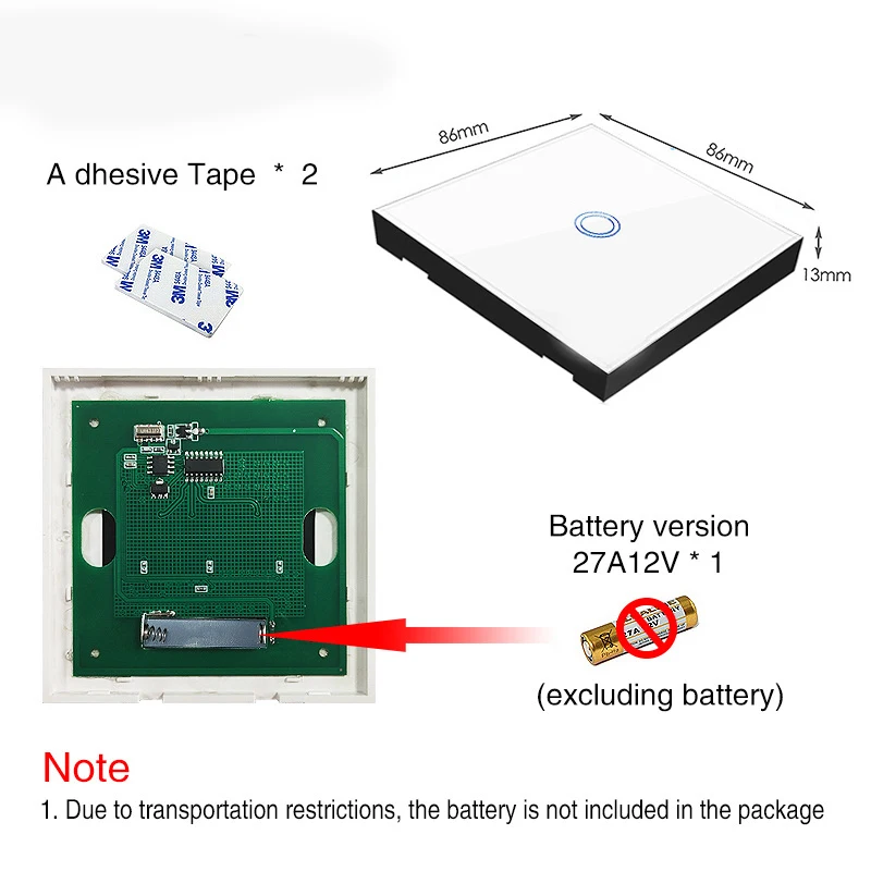 RF433 433MHz stick schakelaar controle muur touch panel sticky draadloze RF afstandsbediening zender module voor muur RF433 schakelaar