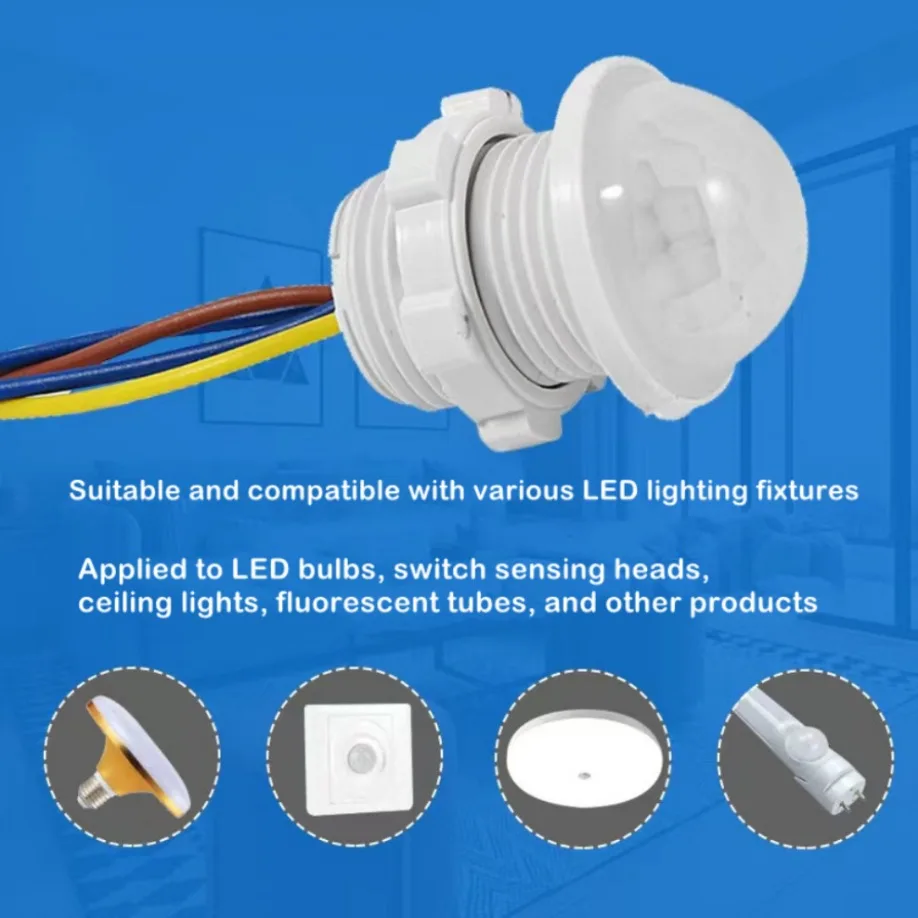 Infrared PIR Probe LED Body Motion Sensor LED PIR Infrared Motion Sensor Detection Automatic Sensor Light Switch AC 100-240V