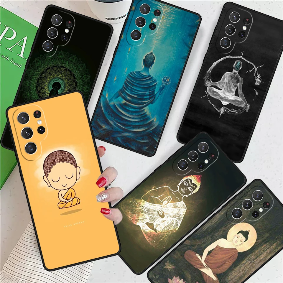 Cute Buddha Monk Zen Buddhism For Samsung Galaxy S24 Ultra S21 S22 S8 S9 S10E Note 10 20 Plus FE S23 Phone case Cover Coque