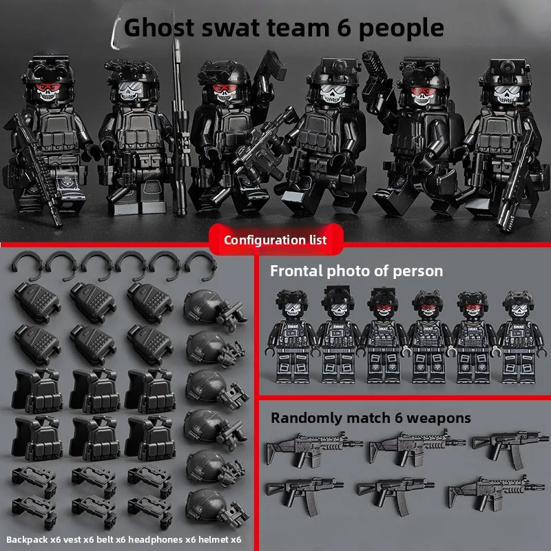

5-Piece Team Figures Special Forces Phantom Police Mini Figures Soldier Assembled Toy Collection