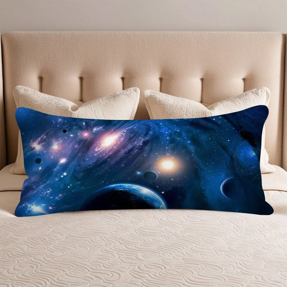 Galaxy 1pc Ultra-Soft Body Pillow Cover, 20X54 Inches, Double-Sided Print, Suitable for Side, Back, And Stomach Sleepers, Breath