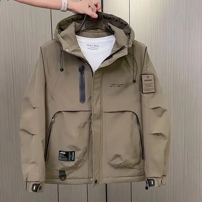 

Повседневная рабочая одежда в американском стиле, толстовка с капюшоном Jaet, мужская ранняя осень ex, ткань из бычьей ткани, длинная свеч, украшенная молнией Jaet