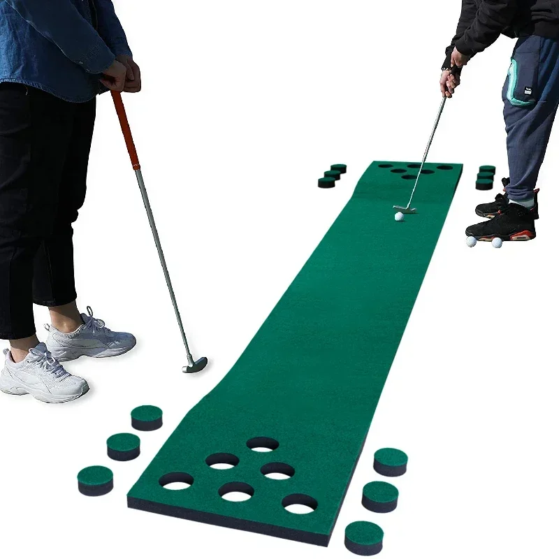 

Custom Mini Course Practice Outdoor Indoor Artificial Grass Golf Putting Mat 12 Holes Golf Game Putting Green