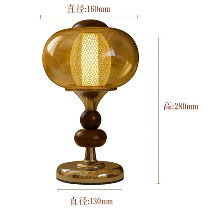 Solid Wood Retro Lamp Atmosphere Ornament Rechargeable Touch Switch Home Study Bedroom Bed Decoration Crafts