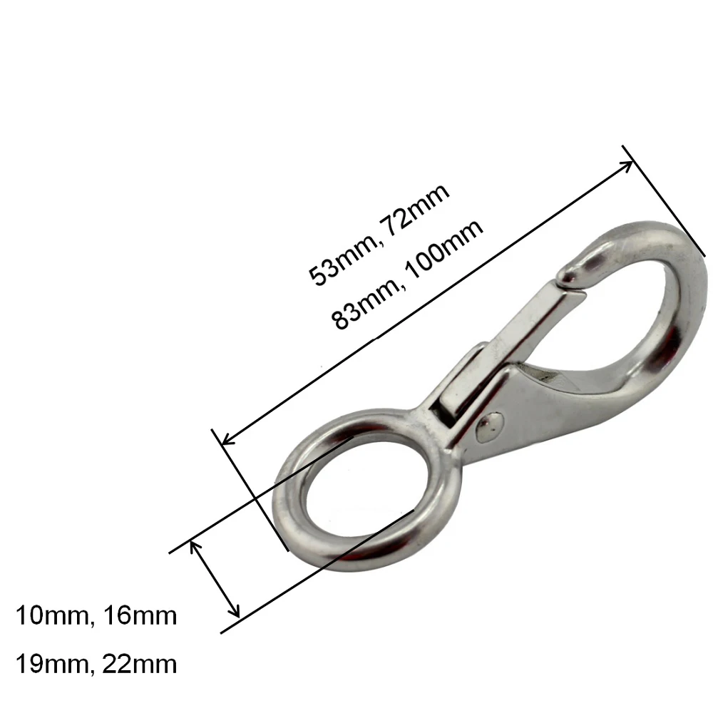 5 Pieces Heavy Duty Stainless Steel 304 Spring Snap Hook Fixed Eye Clip Carabiner Universal Marine Clip Dock Hardware