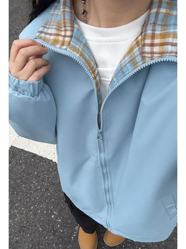 

Мужское джето в клетку American Sle ort, весенне-осенний дизайн, цветное летное пальто с воротником-стойкой, бейсбольное платье для пар