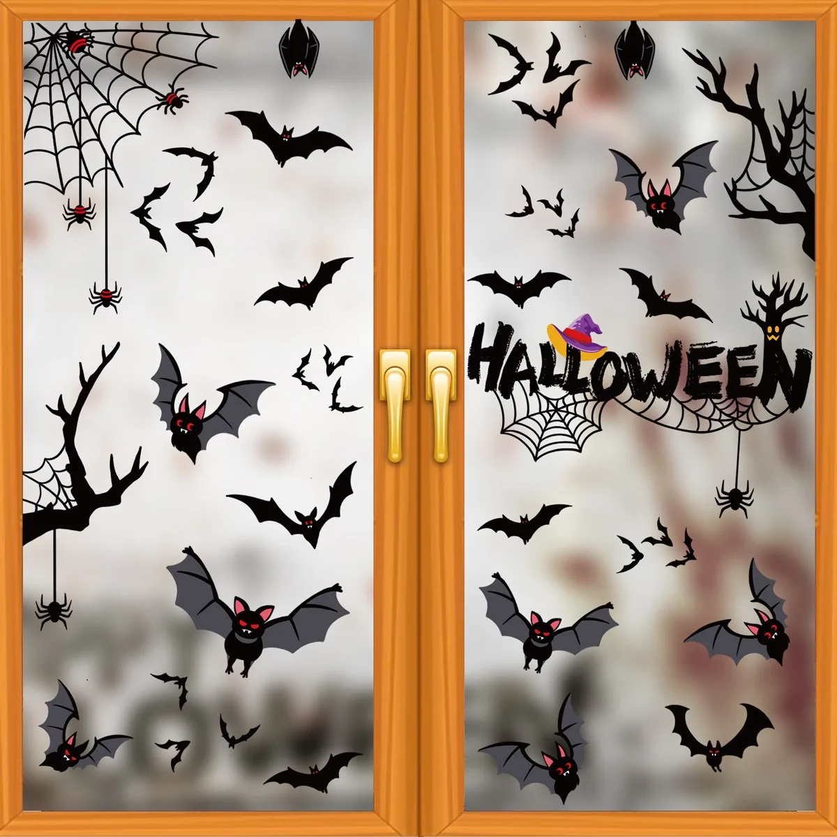 Halloween Decors Window Stickers Spider Web Glass Wall Stickers Trick or Treat Ghost Festival Happy Halloween Party Supplies