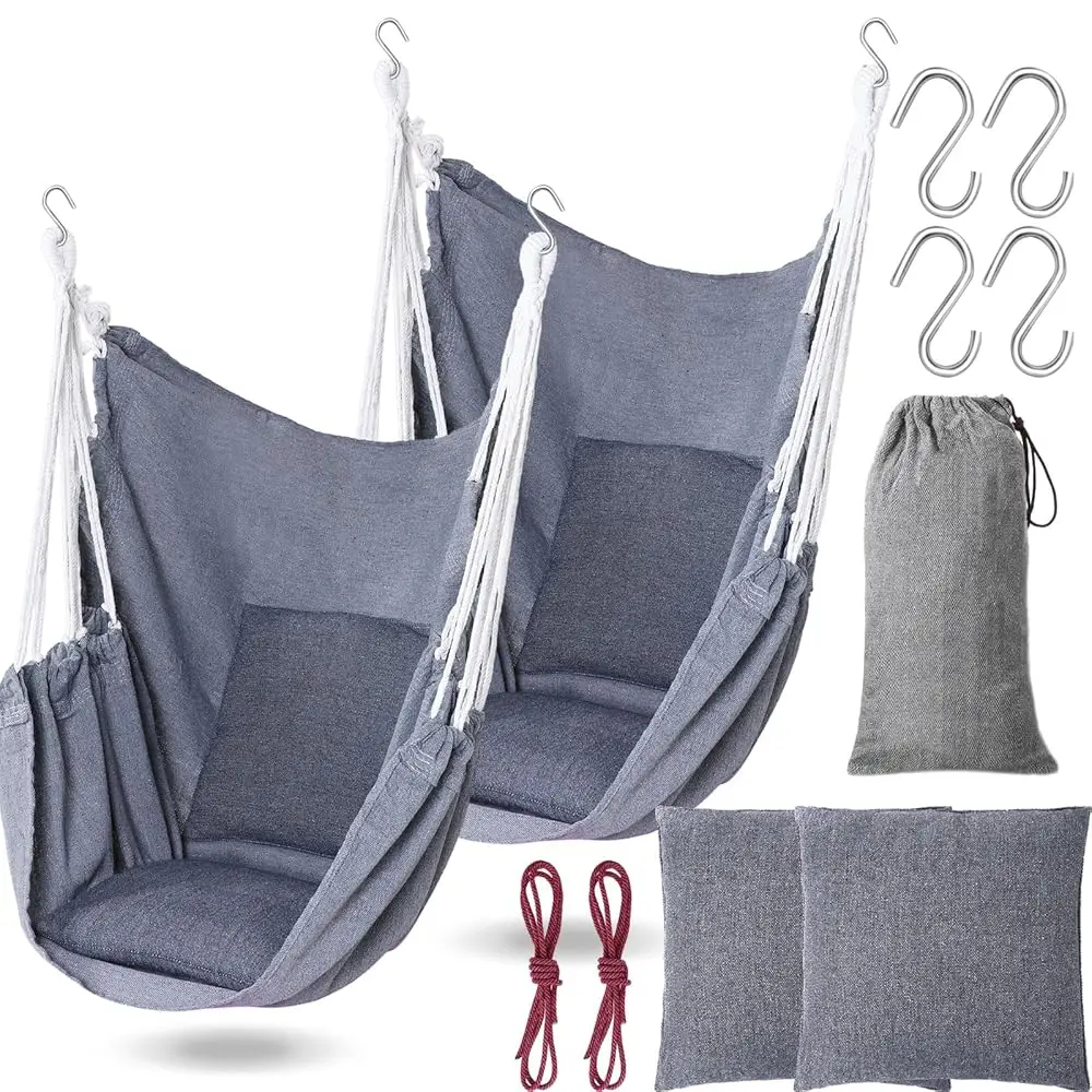 

2 Pieces Hammo Chair Hanging Rope Swing Large Swing Chair Seat Cushion Luded For Indoor Outdoor Home Bedroom Patio Yard