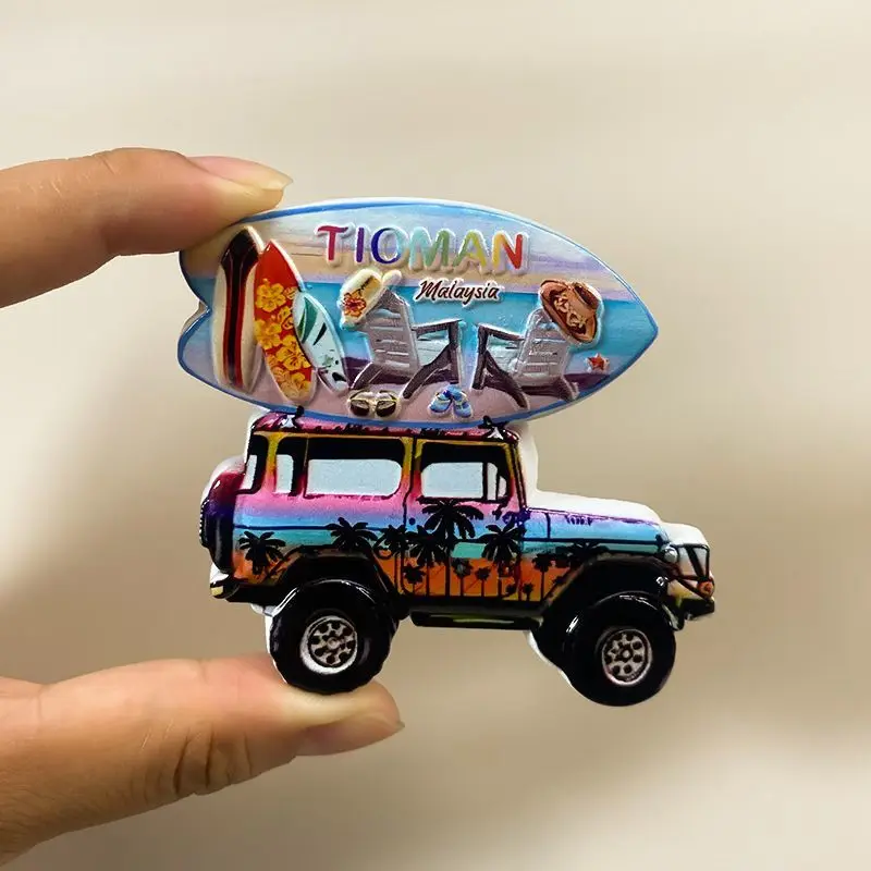 

Adorable Fridge Magnets with Asia Malaysia Tioman Island Beach & Off - road Car Designs, Perfect for Home Decor