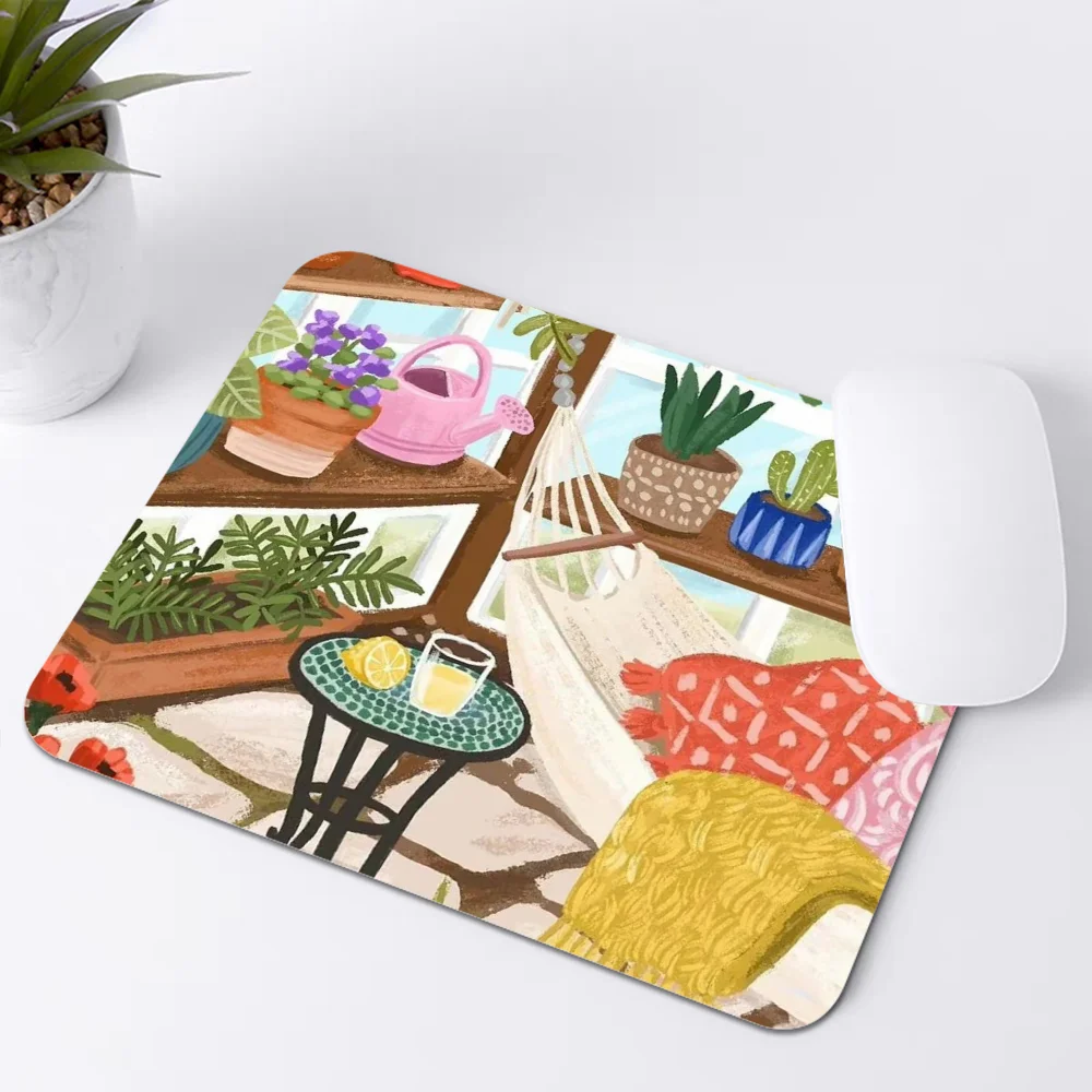 Leisure life of plants Mousepad Small Office Computer Desk Mat Table Keyboard Big Mouse Pad Laptop Cushion Non-slip Deskpad