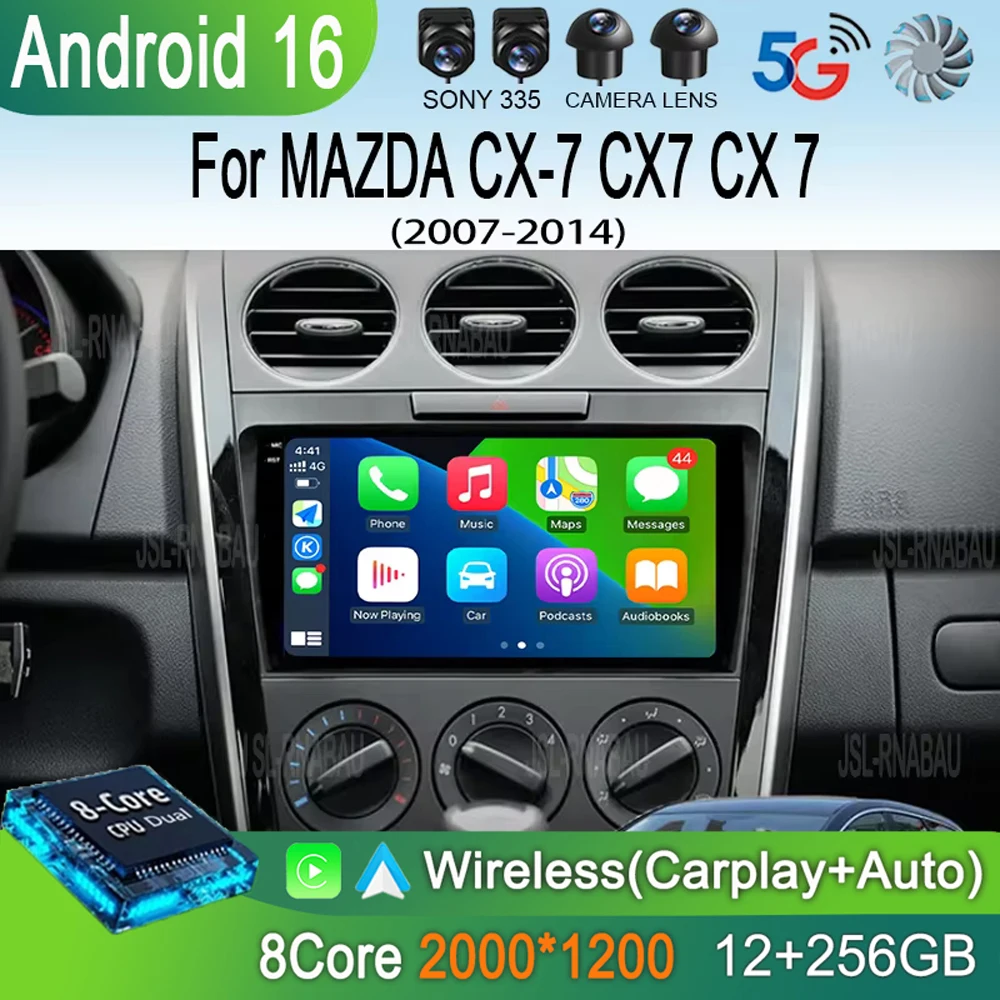 

Автомагнитола Android 16 с CarPlay для MAZDA CX-7 CX7 CX 7 2007-2014, навигация GPS, мультимедийный плеер, стерео, Wi-Fi, Bluetooth