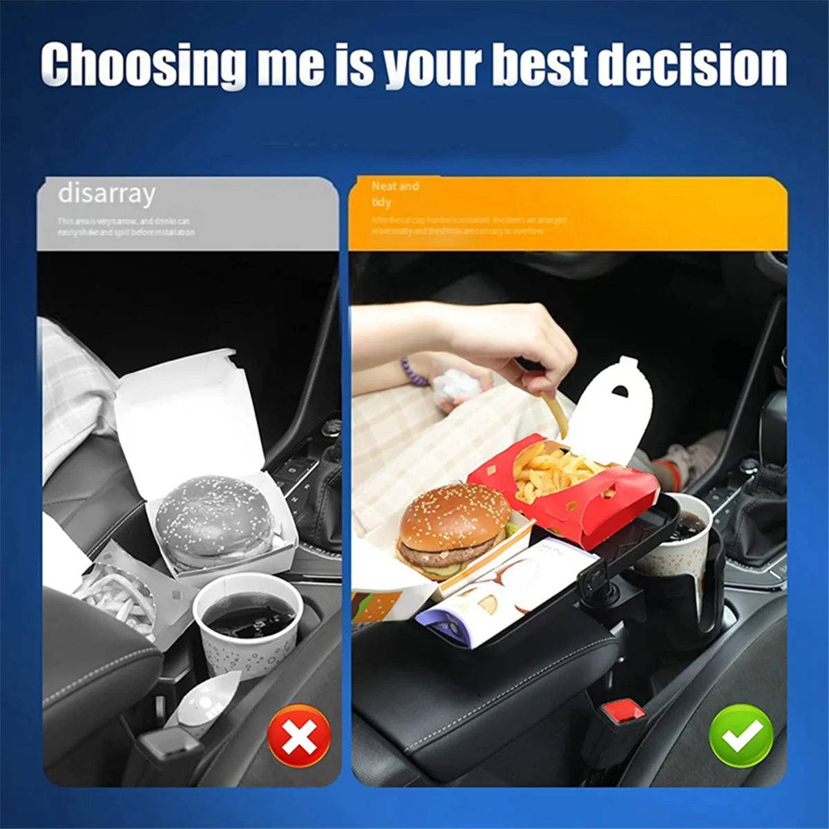 AD41-Car صينية حامل الكأس للتدوير 1/2 حامل مشروبات الهاتف المحمول تخزين الرف حامل أكواب السيارة مع
