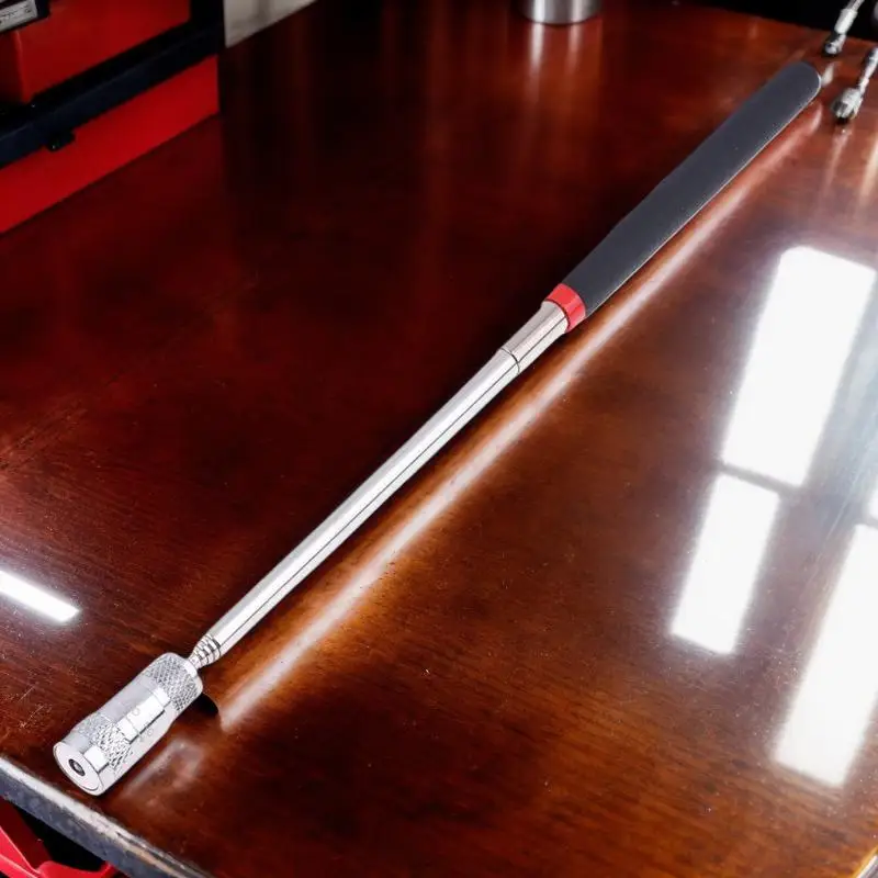 Bolígrafo magnético telescópico, tuerca de tornillo, herramienta de recogida magnética extensible, luz LED portátil de largo alcance, varilla de recogida ajustable