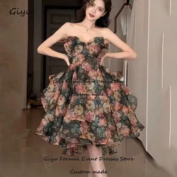 Giyu Fairy A-line Prom Gown Followers Sweetheart Collar Mini-Length Above Knee Wedding Party Dress Summer Dress