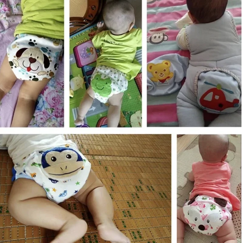 4 Pcs/Lot Baby Children Reusable Underwear Breathable Diaper Cover Cotton Training Pants S/M/L