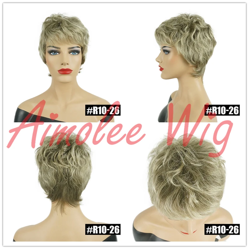 رقيق شعر مستعار قصير رمادي رمادي أسود أومبير يسلط الضوء على مزيج الشعر البشري شعر مستعار مع الانفجارات للنساء الاصطناعية العمل اليومي شعر مستعار للحفلات #5