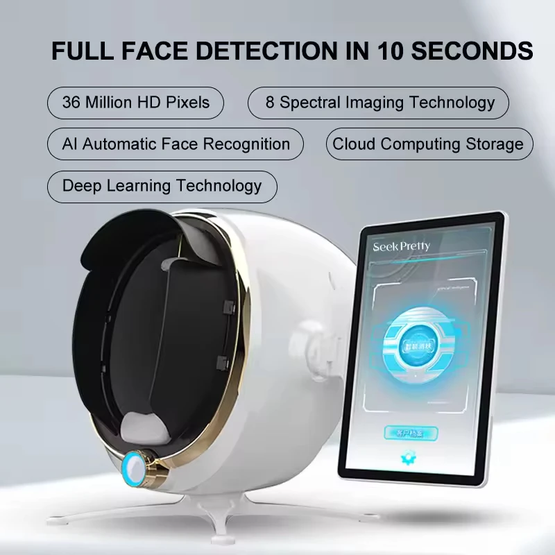 3D AI Skin Scanner Care Facial Analyzer Machine Magic Mirror Monitor Diagnosis System Facial Analysis Analyser Testing English