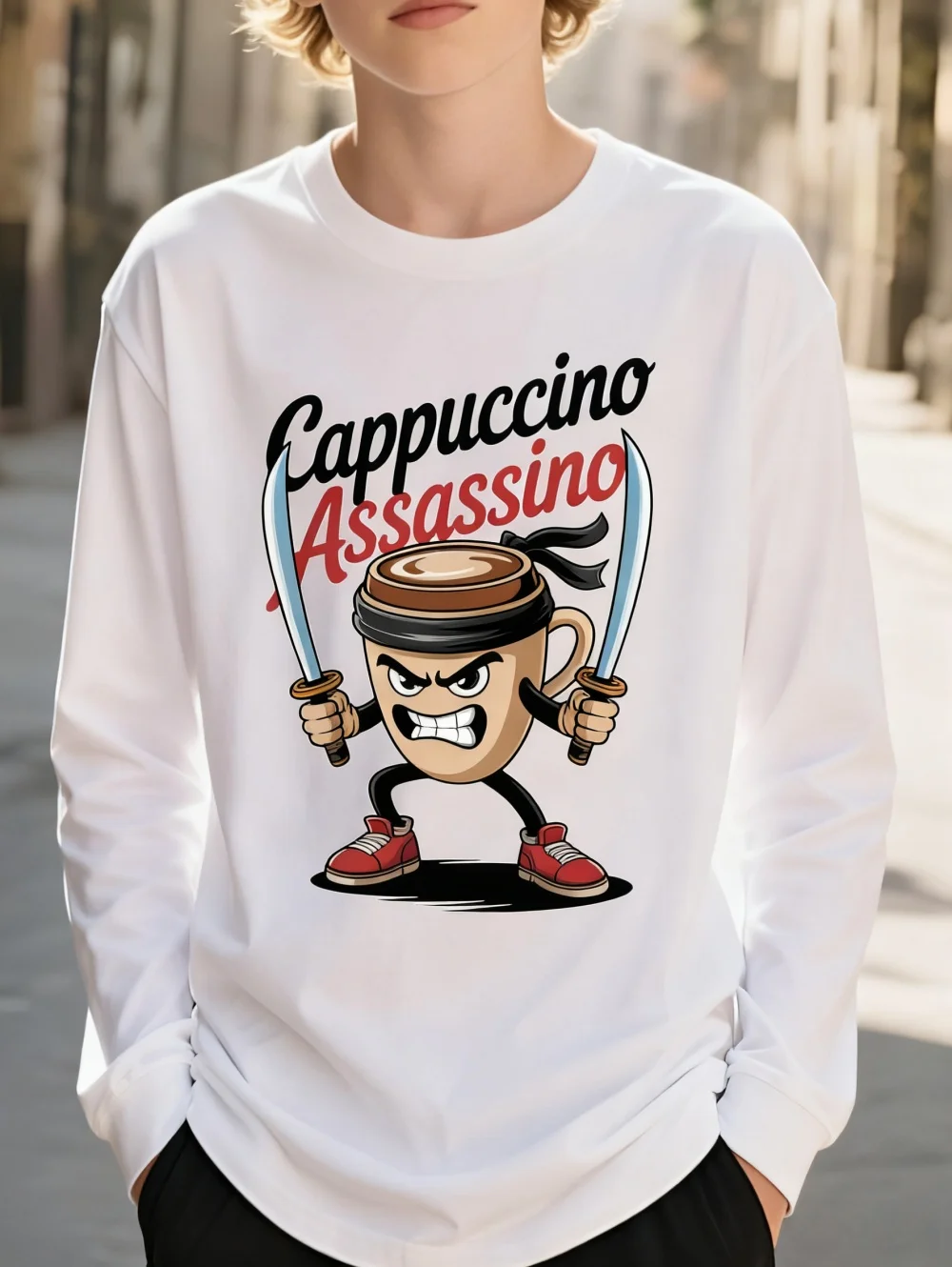 الإيطالية Brainrot طويلة الأكمام تي شيرت كابتشينو قاتل الكرتون ثلاثية الأبعاد مطبوعة رداء علوي غير رسمي صبي الفتيات ملابس عصرية ملابس الاطفال #3